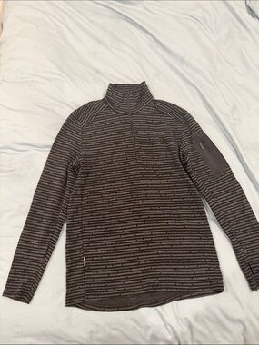 Icebreaker Men's Charcoal and Black Striped Half-Zip Sweater